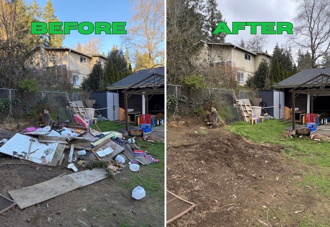Before and after: yard junk pile cleaned up